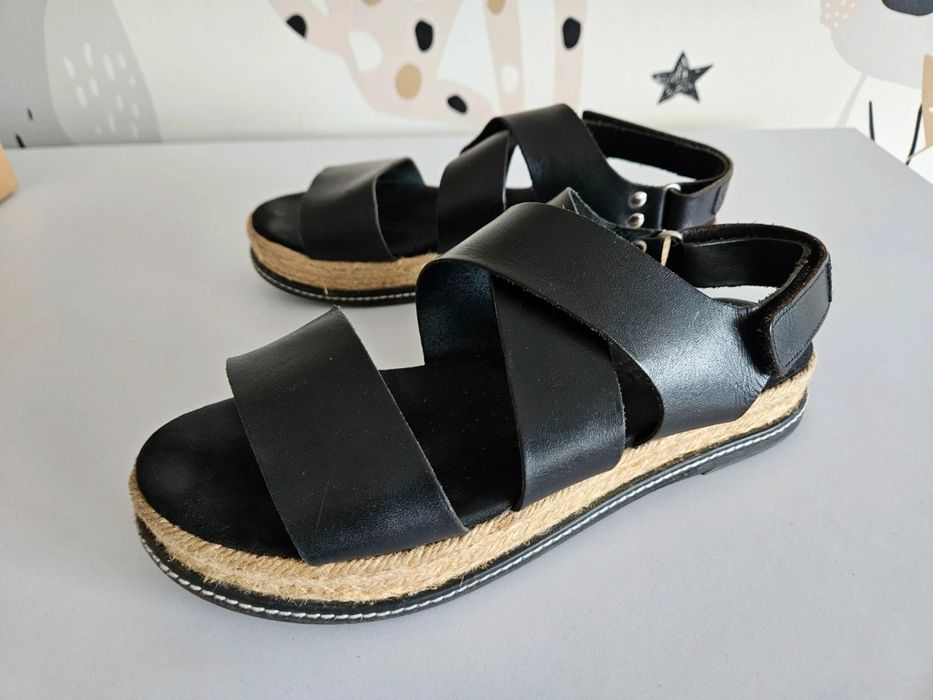 Shabbies Amsterdam Sandały espadryle 100% skóra + juta r.39