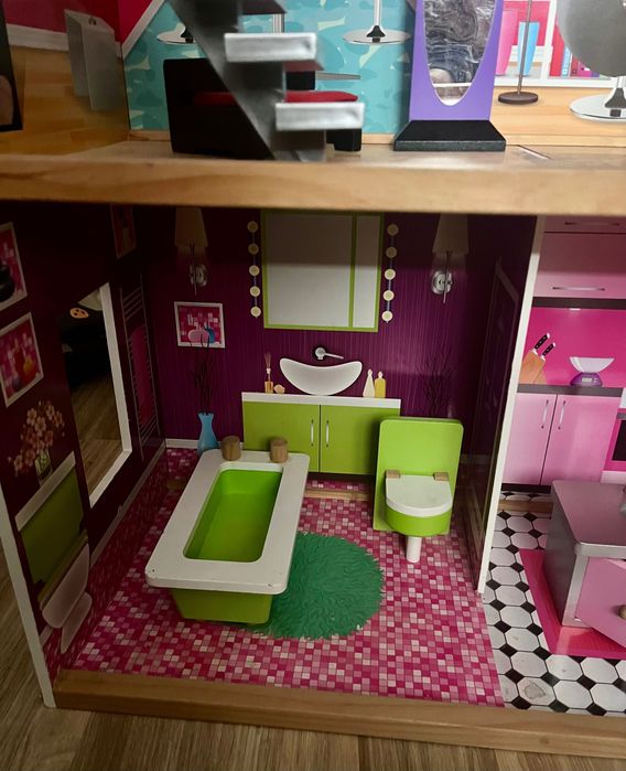 Будинок Барбі, дом, домик з ліфтом триповерховий kidkraft деревʼяний