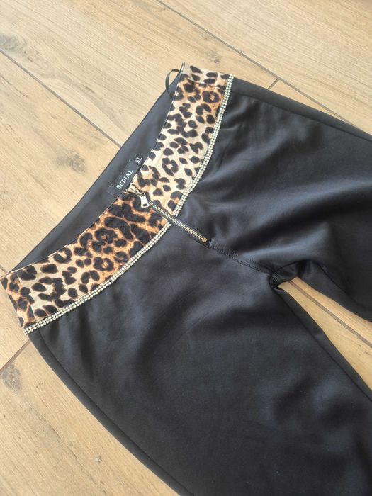 Spodnie czarne z panterką pants vintage coquette oldschool M