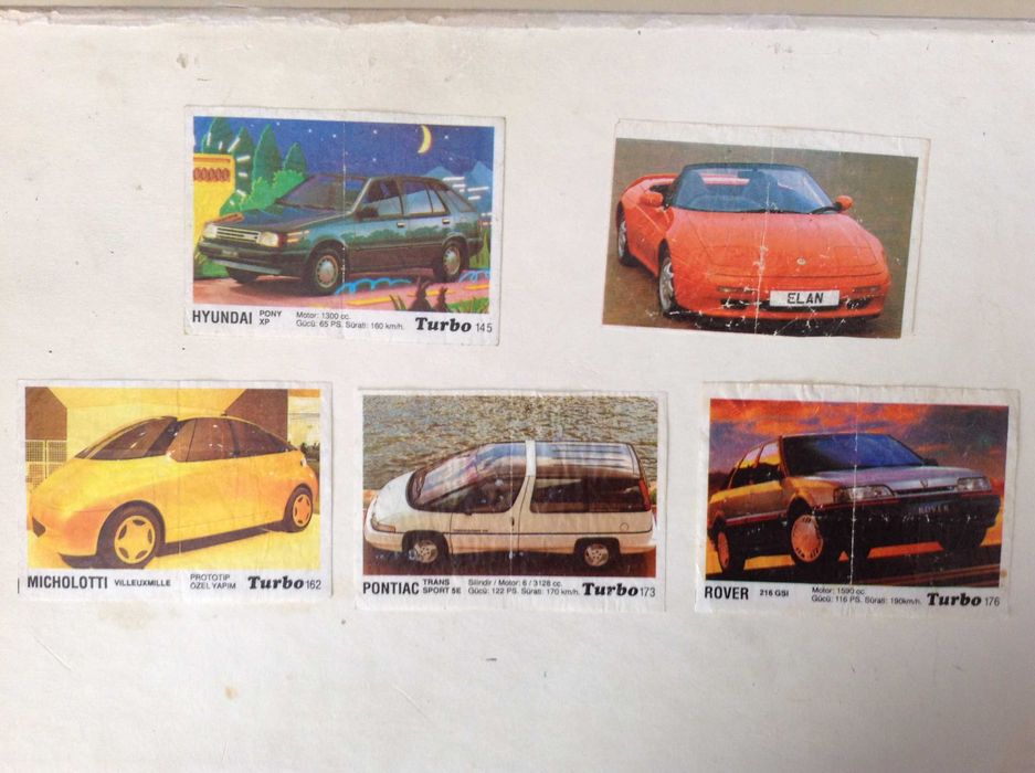 Вкладыши от жвачки (жвачек) Turbo Black (Kent), Oto Moto, Badi (Saray)