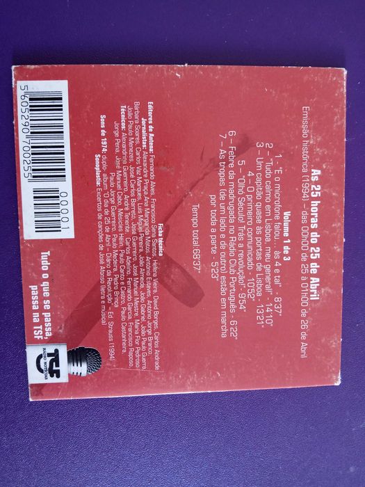 CD - volume 1 Os Cravos da Rádio
As 25 horas do 25 de AbrIl