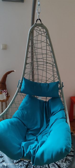 Fotel wiszacy kokon turkus łezka