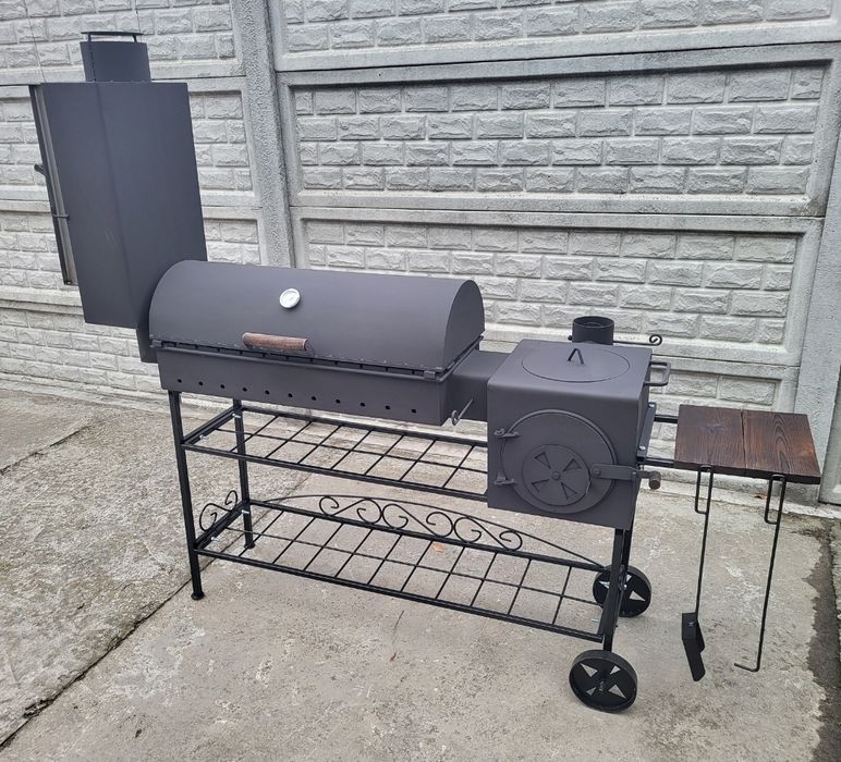 5 мм! Мангал Коптильня з пічкою ( піч буржуйка) під Казан