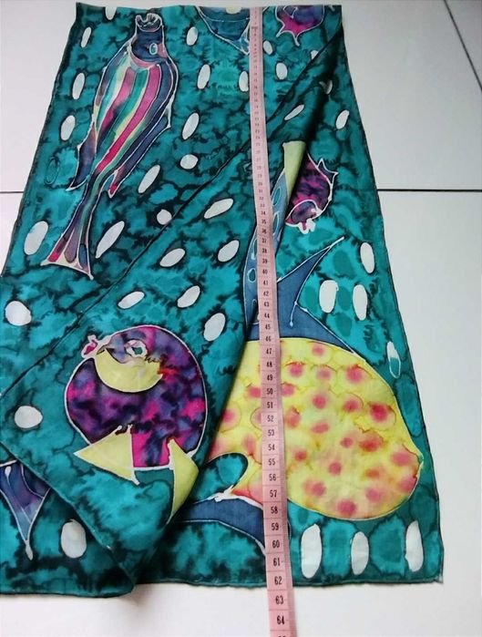 Szalik chustka w Ryby 100% Jedwab