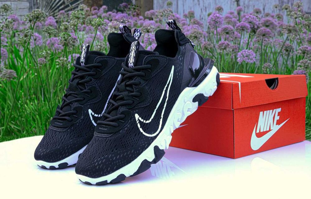Чоловічі кросівки Nike React Vision "Black/White 15184" Розміри 40-45