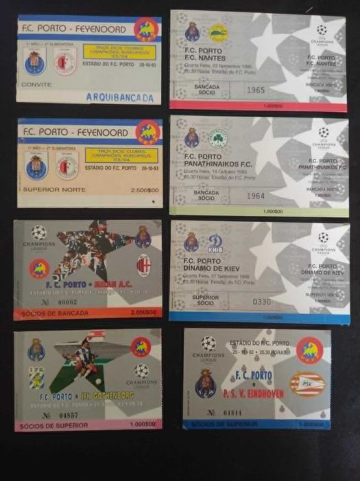 Bilhetes de Jogos Internacionais do FC Porto.
