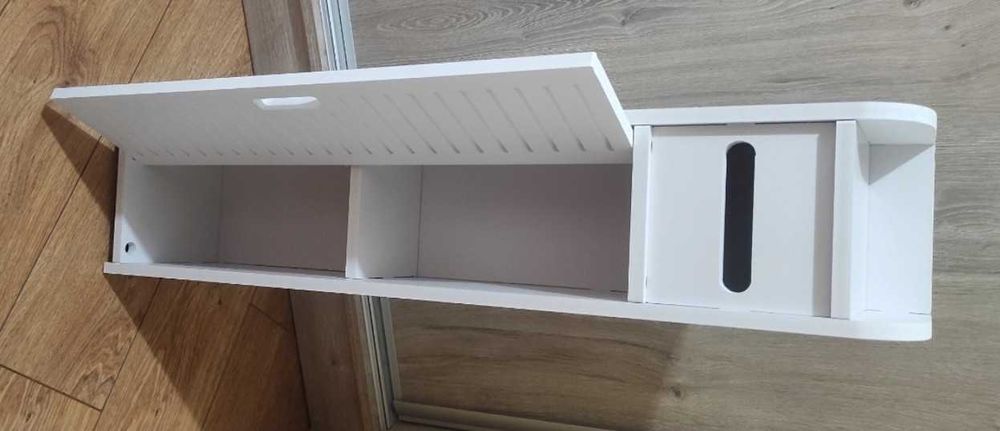 Szafka Regał Póła Łazienkowa Stojąca Ażurowa Półka na Papier Biały