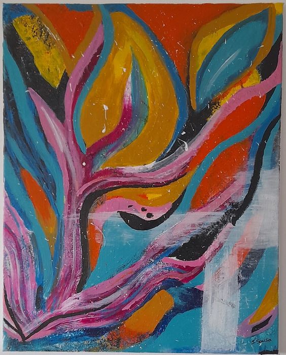 Quadro Pintura Abstrata em Tela 40x50cm