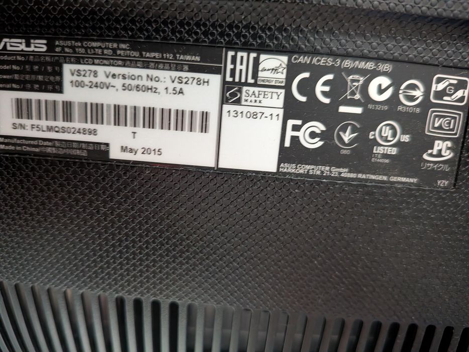 Ecrã perfeito, funciona como novo, Monitor ASUS VS278H 27" FHD TN  1ms