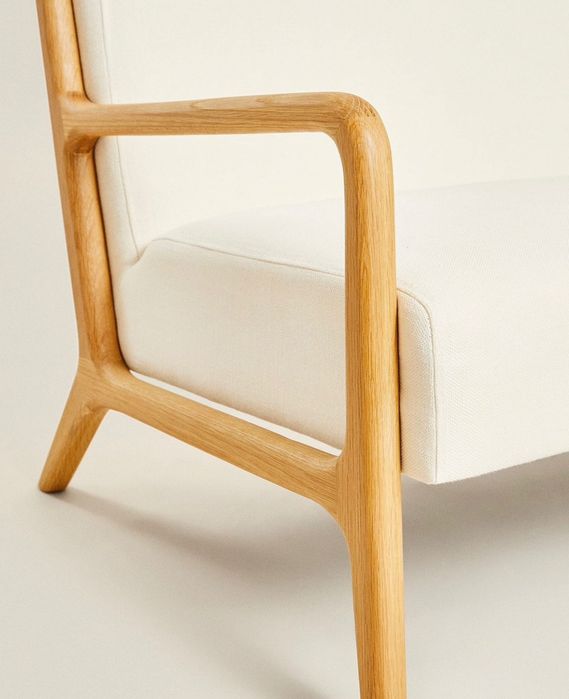 Poltrona Dupla de Carvalho e Linho Zara Home NOVO