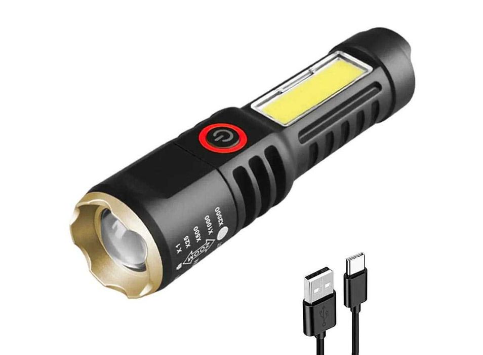 Latarka taktyczna led akumulatorowa usb zoom diody xpe cob