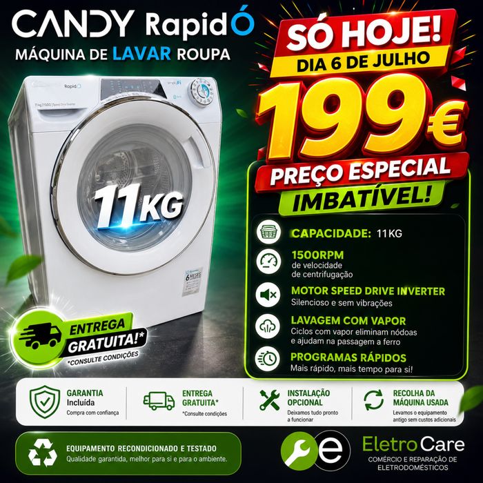 Máquina de lavar Candy 11kg (C/Entrega e Garantia)