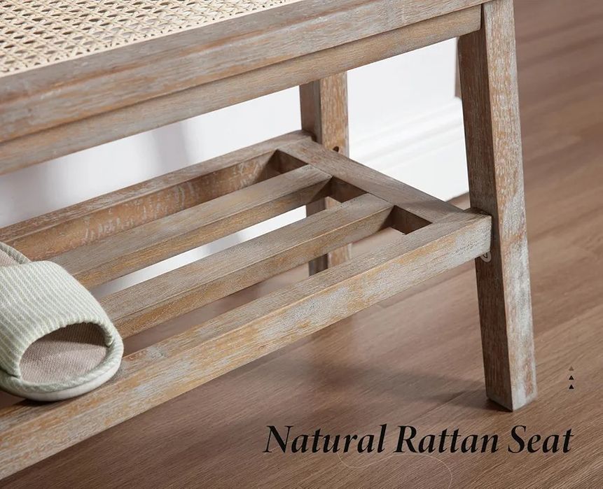 Wahson Rattan Bancada de armazenamento de entrada moderna com pernas d