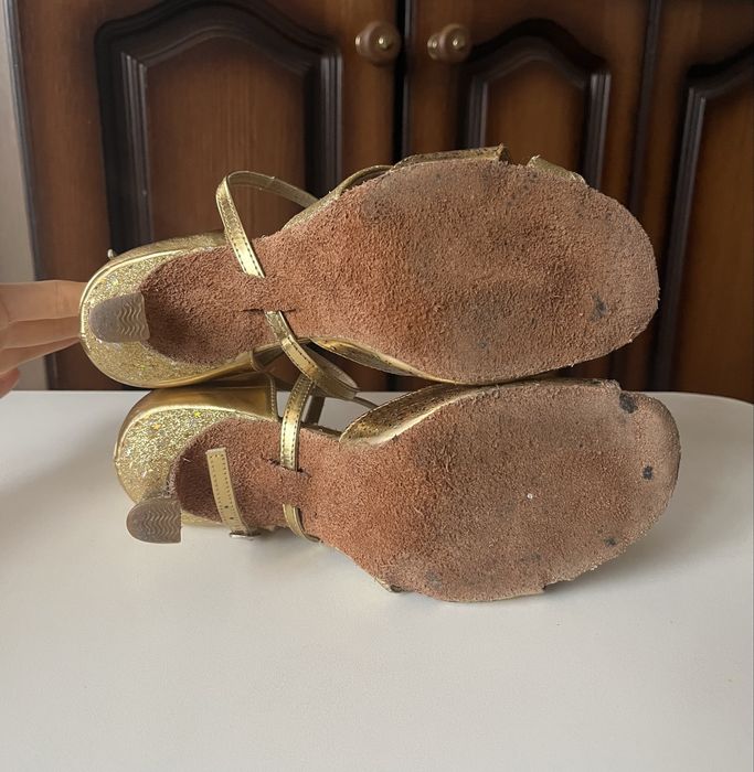 Золотые туфли для бальных танцев, латины размер 24 см