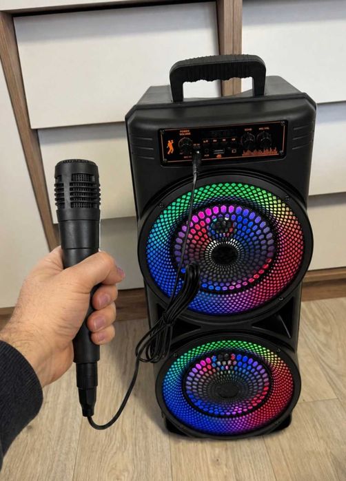 Портативна колонка bluetooth караоке rgb підсвітка для дому