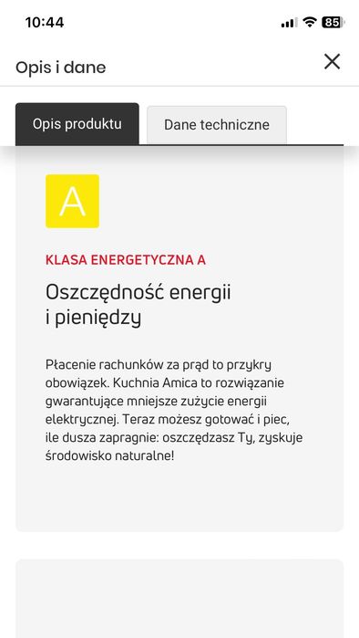 Kuchenka Amica wolnostojąca nowa