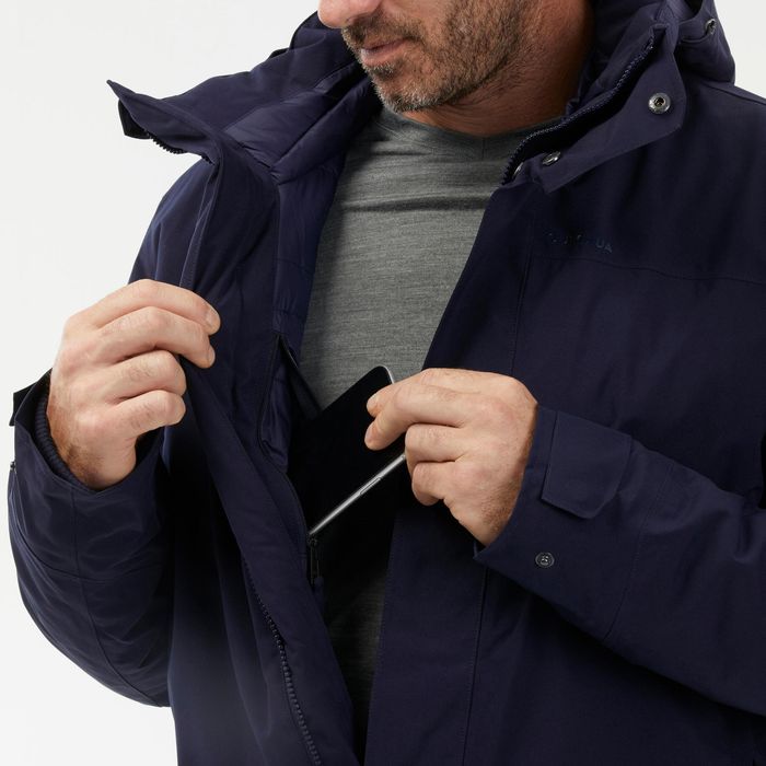 Parka de caminhada -10C impermeável homem, NH500 azul