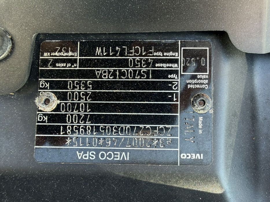 Iveco Daily  IVECO DAILY 72C18, 4350 rozstaw, winda, webasto, blokada MOSTU