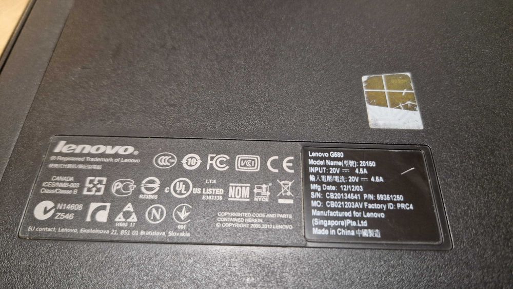 Laptop Lenovo G580