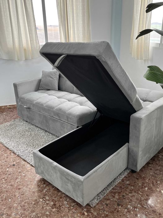 sofá-cama com chaise longue e arrumação envió gratis