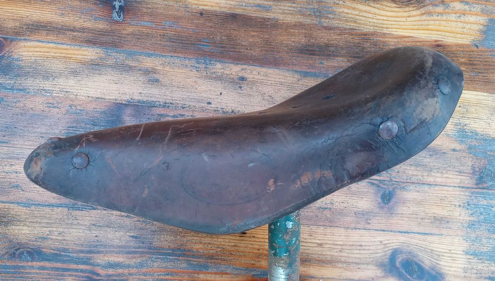 Zabytkowe Skórzane Siodełko Rowerowe