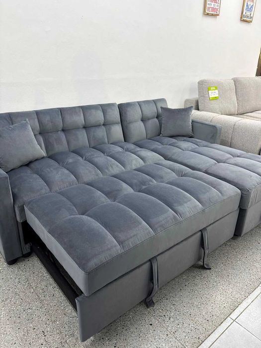 Sofa cama chaiselongue cinza Levamos a sua casa Envio Gratis