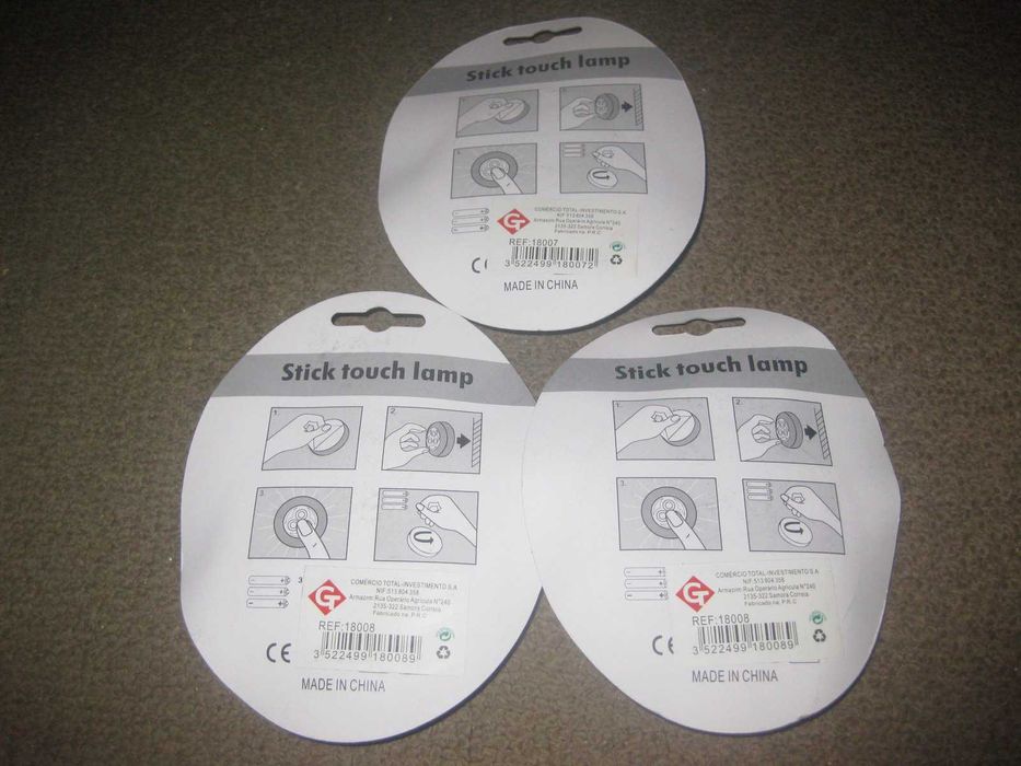 3 Stick Lâmpadas LED a Pilhas/Novos e Embalados!
