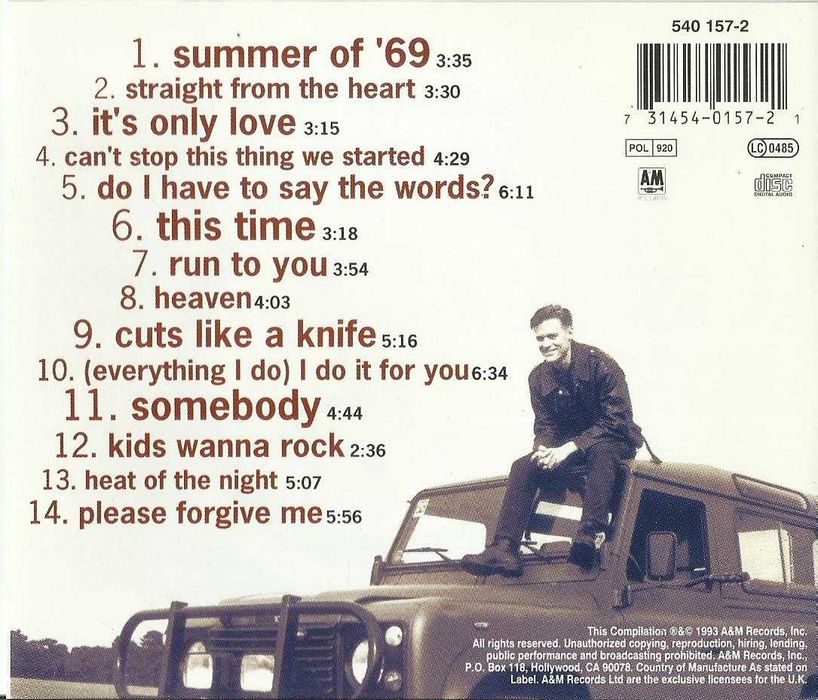 Bryan Adams ‎- So Far so Good