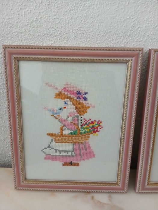 Quadros em ponto de cruz, para quarto de menina