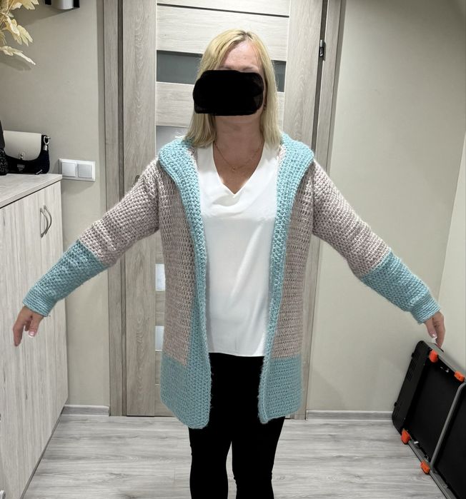 Kardigan sweter handmade rozm M