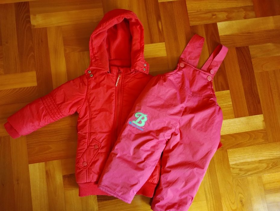 Kurtka zimowa dla dziewczynki, spodnie narciarskie rozmiar 92