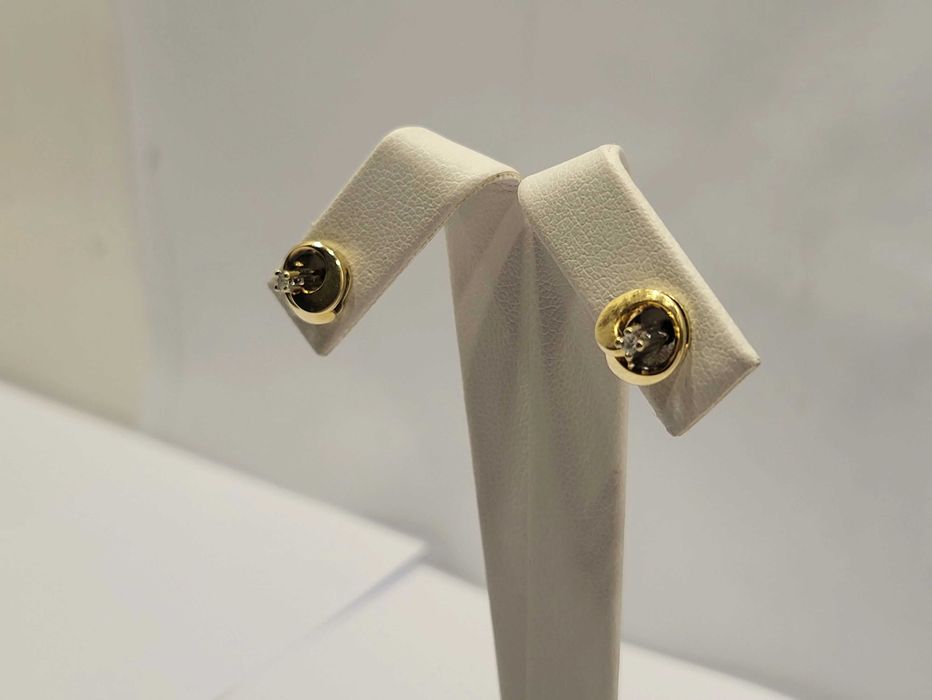 ZŁOTE KOLCZYKI Z DIAMENTEM 0.04CT CZYSTOŚĆ SI1-SI2 2.650G 14K-8K