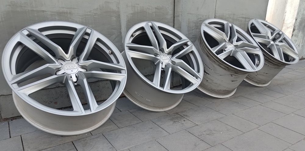 Oryginalne alufelgi AUDI R8 FL 19 cali 5x112, idealny stan, 2x8,5J i 2x 11J, czujniki TPMS, śruby
