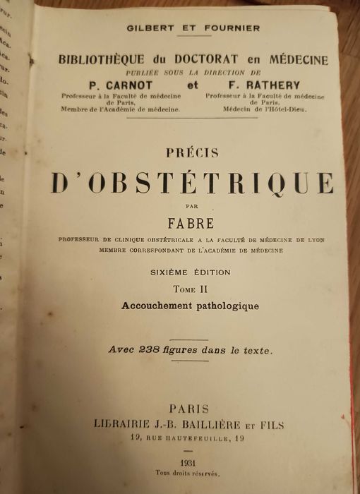 Obstétrique - Fabre (1931 - 2 Volumes)