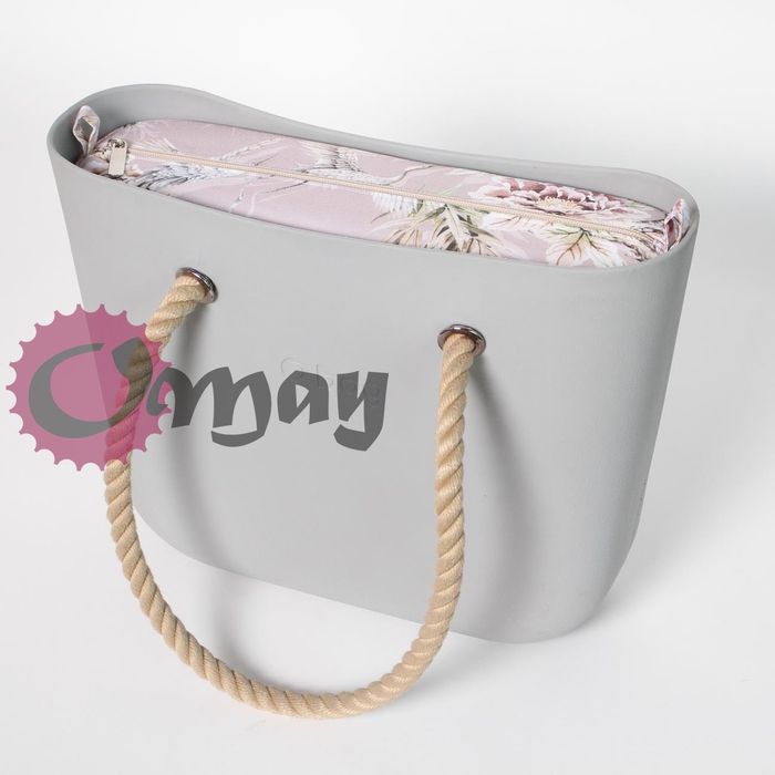 Beżowy organizer OBAG STANDARD kwiaty pudrowy róż hummus wkład OMAY