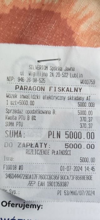 Sprzedam elektryczny wózek inwalidzki