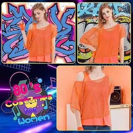 Strój przebranie lata 80 90 siatka top getry XXL