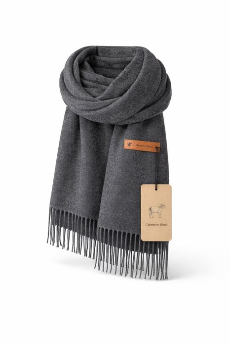 Szalik ciemnoszary melanz  50 % kaszmir 50 % bawelna 35/200 uniseks