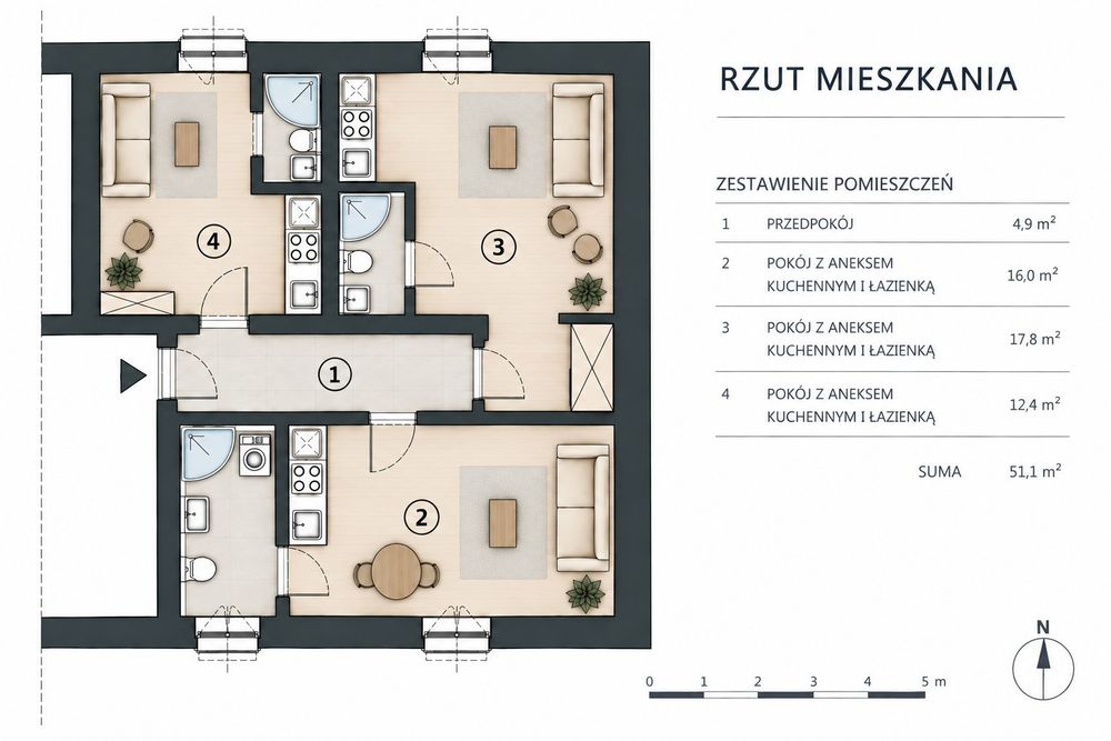 Gotowiec  inwestyycyjny GLIWICE - 3 niezależne lokale - Roi ok 11% - DLP CONTROL