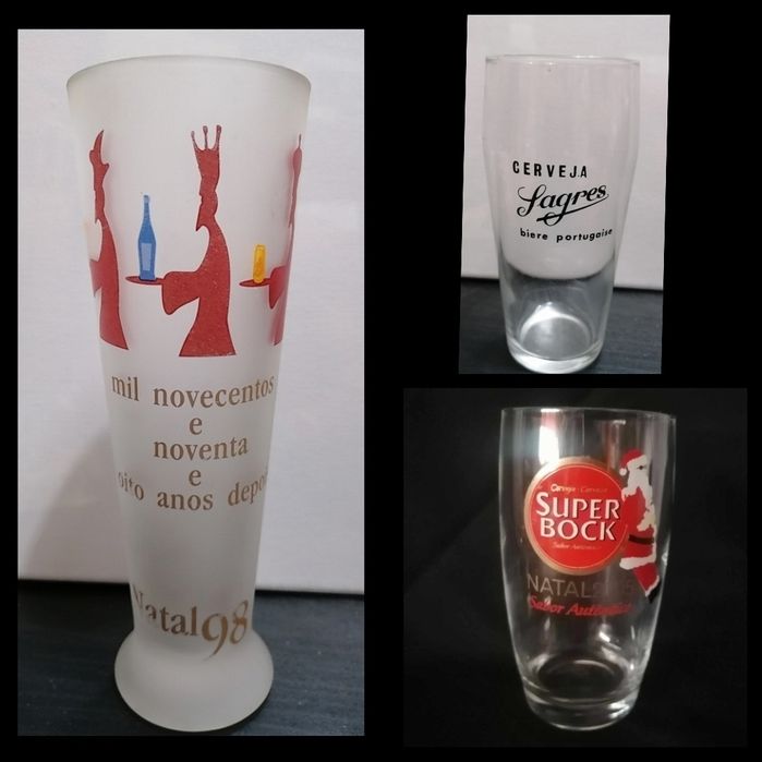 Copos e canecas cerveja Sagres, Super Bock, Tagus, Marina, Lusitana