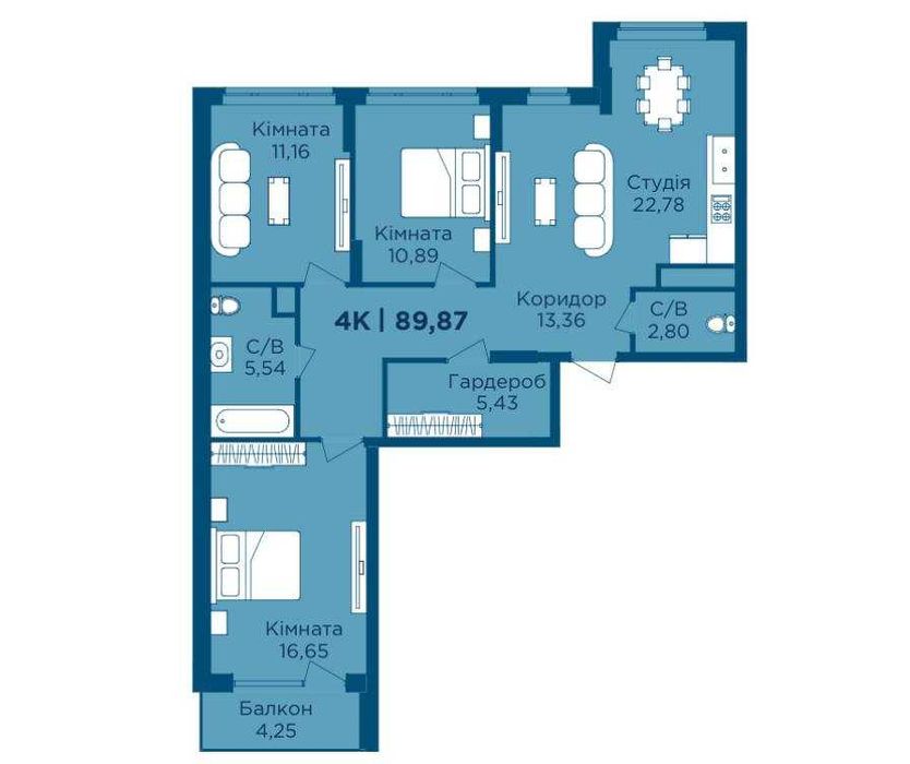 Продаж 4-кімнатної квартири