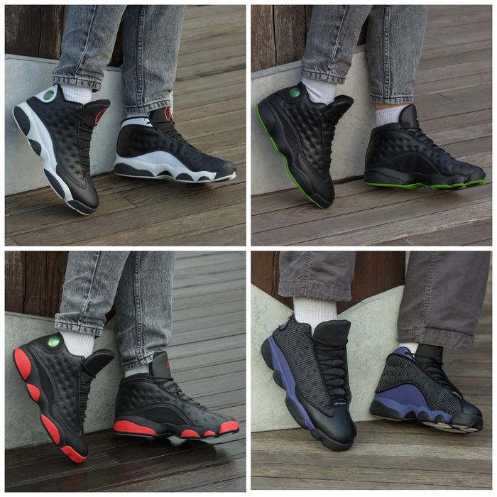 р36-45 Кросівки Air Jordan 13 Retro Black White Blue Red