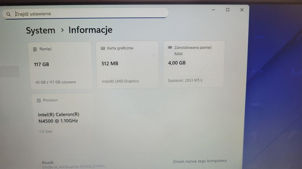 Notebook Asus E510ka-ej485ws