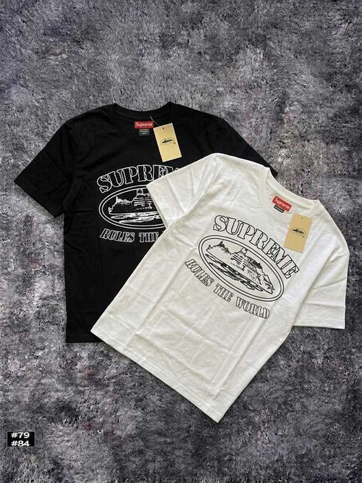 Corteiz x Supreme Большой Принт - Футболка Кортез Суприм Черная / Белая - XS S M L XL XXL