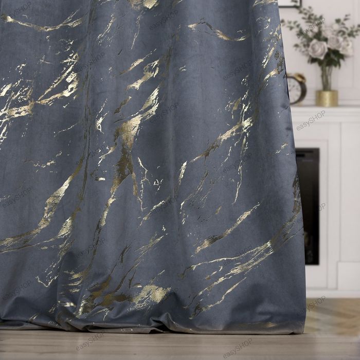 Piękne 2 zasłony szare ze złotem