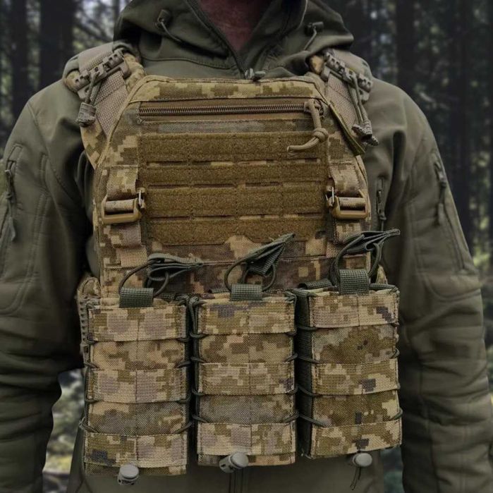 Плитоноска Warmor Gen.3 Pro ПІКСЕЛЬ + 3 підсумки під АК. Кордура.