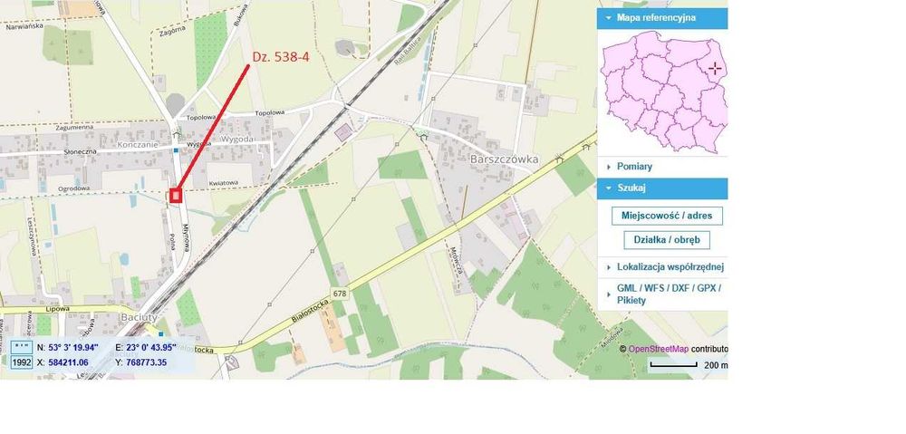 Działka budowlana Baciuty