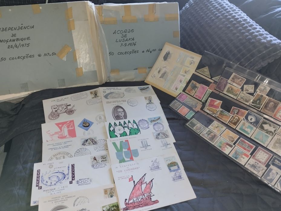 Coleção de Selos antigos, moedas e notas pt como estrangeiras