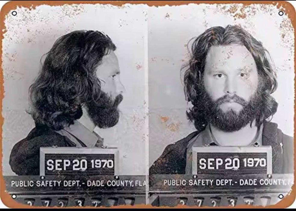 Плакат постер на металле Jim Morrison Магшот (The Doors) 14х20 см