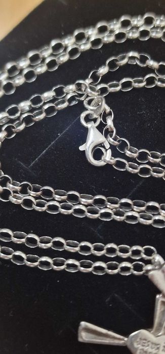 Colar prata 75cm com cruz